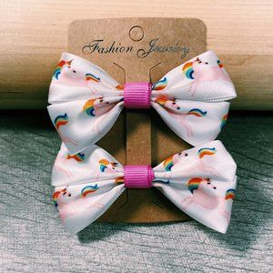 Unicorn Satin Hairbows - Small